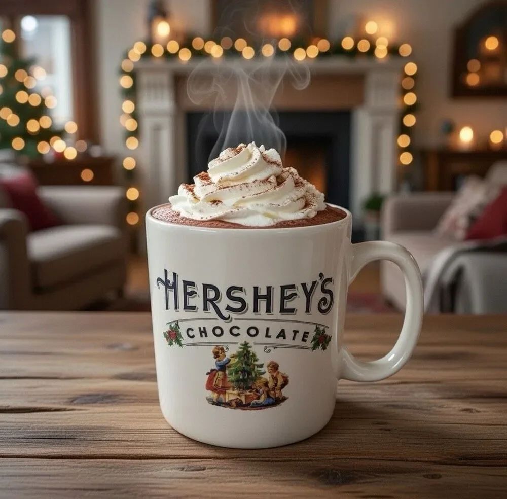 VTG Hershey's Chocolate Christmas Oversize Jumbo Coffee Mug Cup